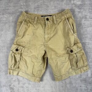 American Eagle Shorts Mens 30 Khaki Tan Cotton Cargo Multi Pocket Y2K Rugged
